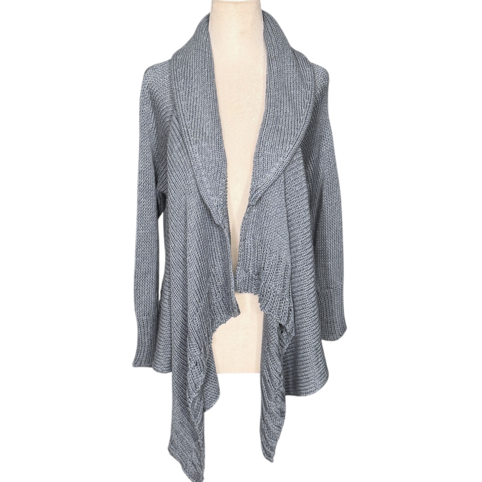 Ralph Lauren Purple Label Size S Silk Knit Waterfall Cardigan Sweater Blue Basic